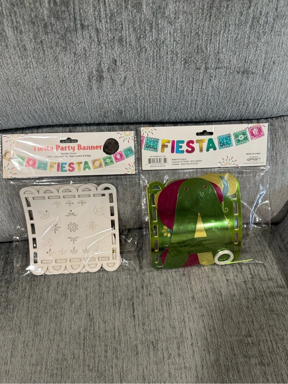 Fiesta Metallic Green and Pink Letter and flag Banner